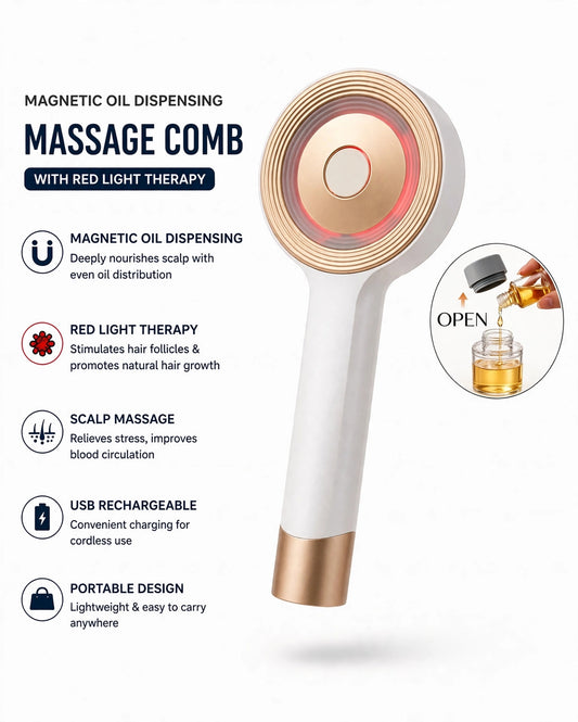 Magnetic Oil Masagger Comb with red light therapy