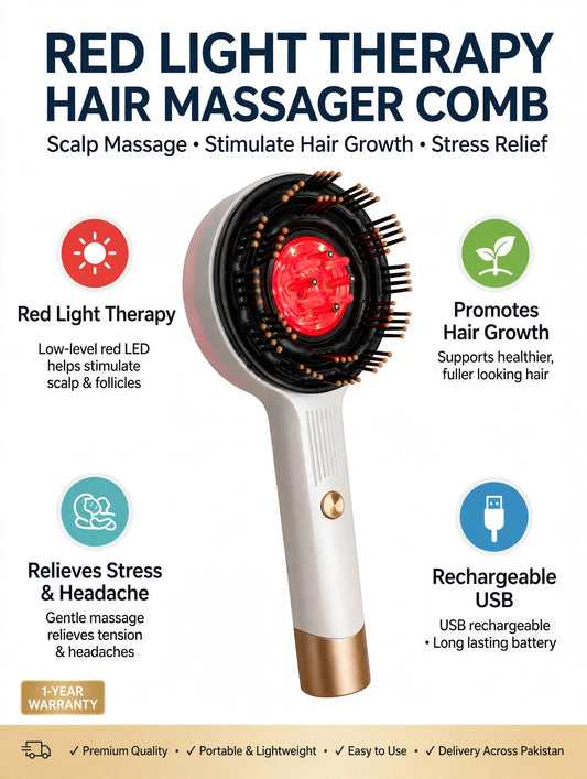 Magnetic Oil Masagger Comb with red light therapy