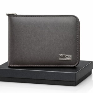 grey men's leather wallet